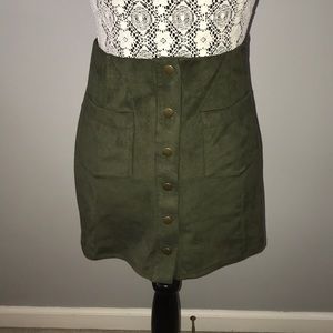 Button-down Suede Skirt